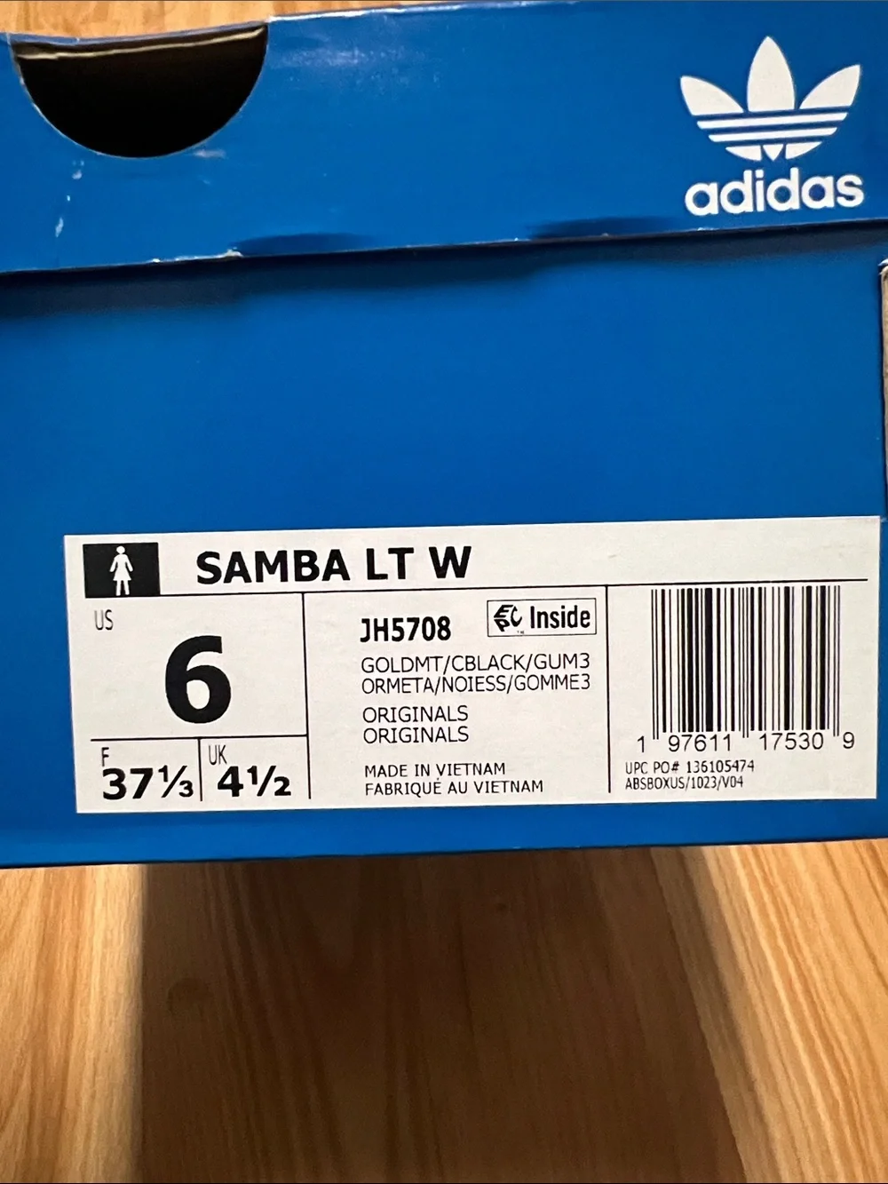 Adidas Women's Gold and Black GUM 3 SAMBA Long Tongue Sneakers brand new size 6